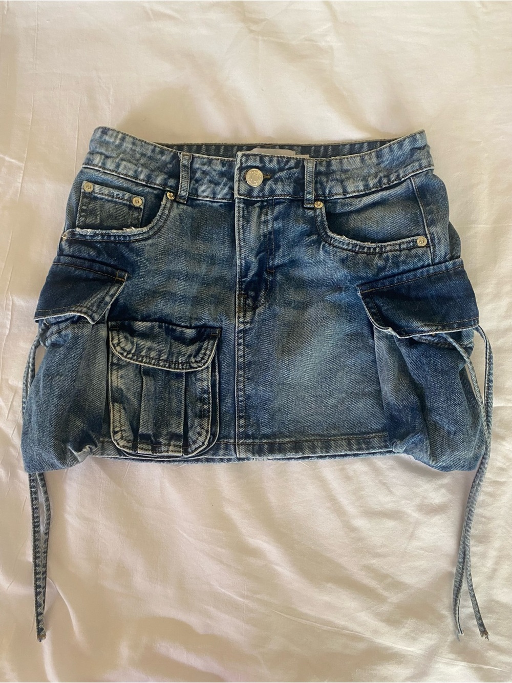 Charlotte Russe Blue Denim Cargo Mini Skirt